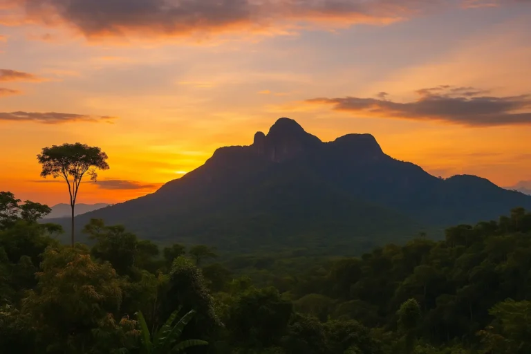 Vista panorámica de la Bella Durmiente al atardecer, uno de los lugares turísticos de Huánuco.