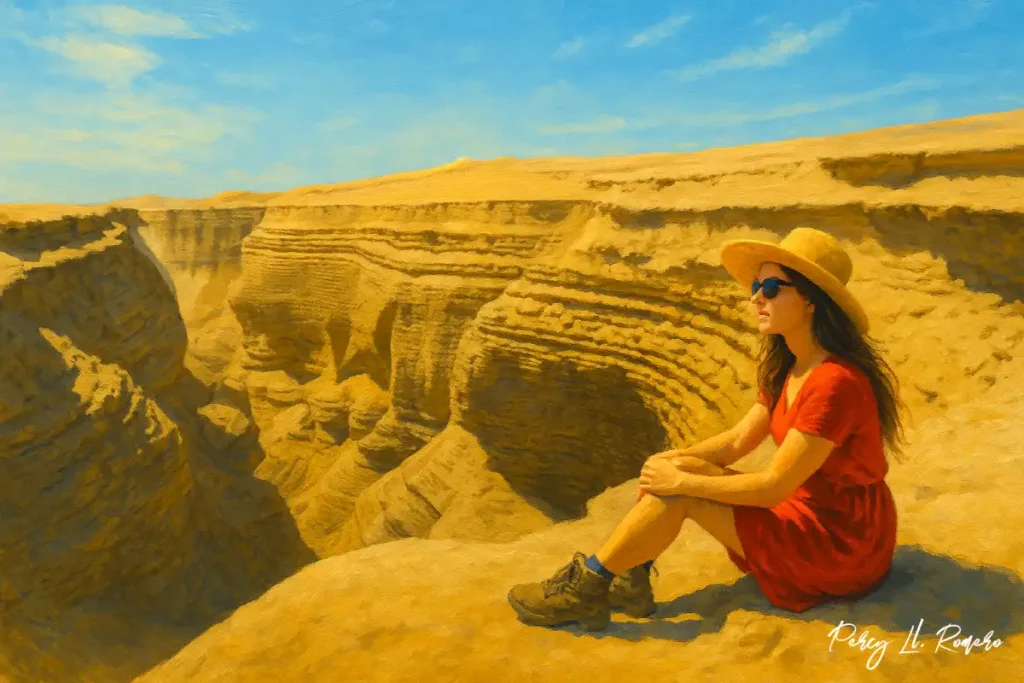 Vista detallada del Cañón de los Perdidos, formación geológica impresionante y atractivo turístico de Ica para los amantes del trekking.