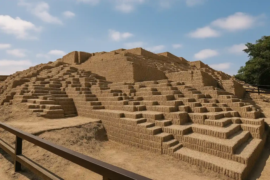 Vista del sitio arqueológico Huaca Pucllana, una de las principales atracciones de turismo en Lima, Perú.