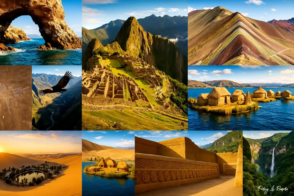 Collage de atractivos turísticos del Perú