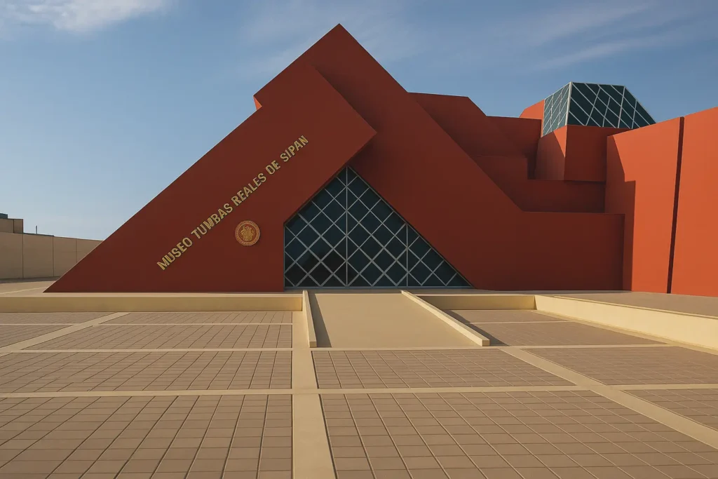 Fachada del Museo Tumbas Reales de Sipán, uno de los principales atractivos culturales de Lambayeque y de la costa norte del Perú.