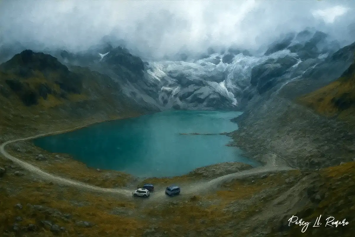 Nevado huaytapallana en epoca de lluvias con nubosidades