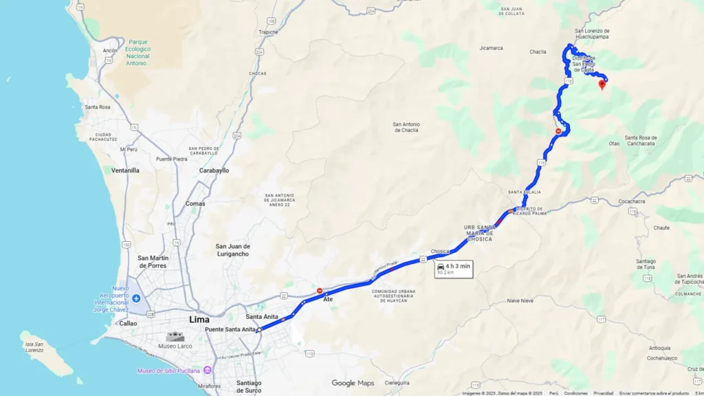 Mapa de la ruta a marcahuasi